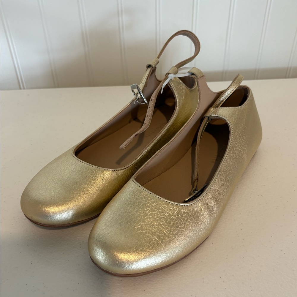 Elephantito Gold Ballet Flats with Ankle Strap